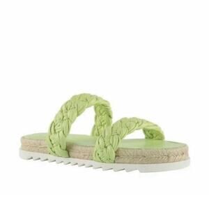 Marc Fisher Mljaimee Leather Espadrille Slide Sandals Womens Size 8 yellow